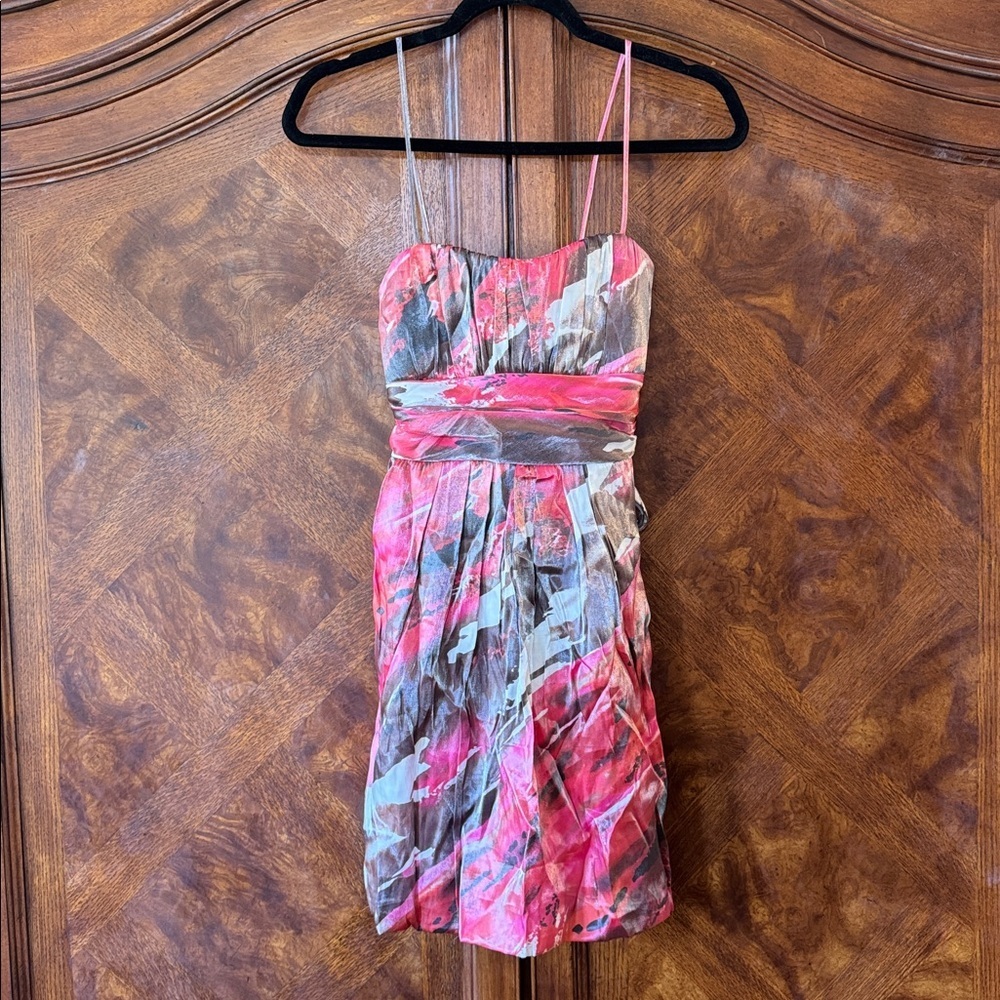 B Darlin Pink and Brown Strapless Dress size 1/2